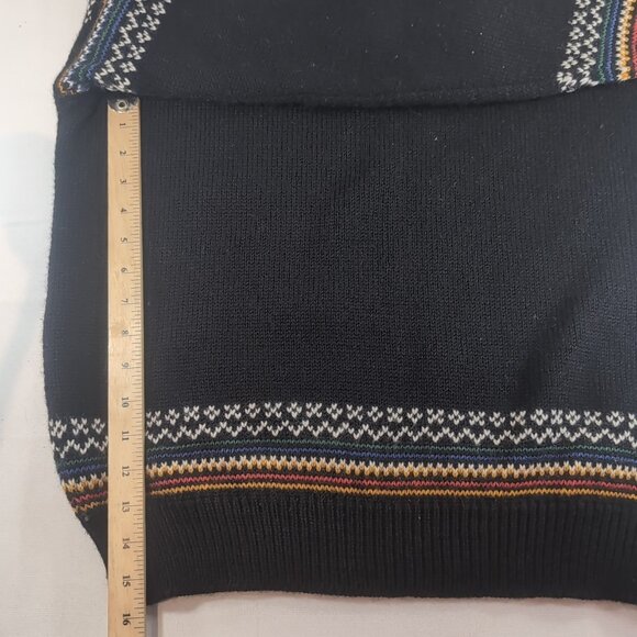 Dale of Norway 1/4 Clasp Norway Nordic L Wool Sweater Long Black Multi Fair Isle - Picture 12 of 16